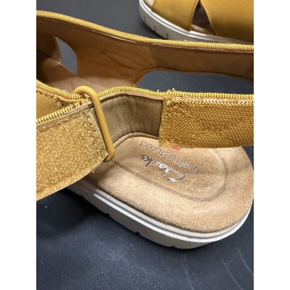 Clark’s Sz 8.5 Elayne Leather Cross Slide Sandal Unstructured Women's Comfort - Picture 7 of 11